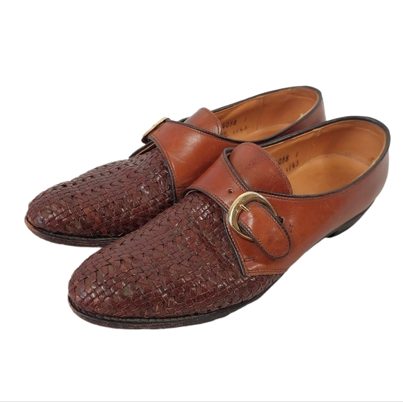 Allen Edmonds Vintage Brown Woven Leather Morgan Loafers